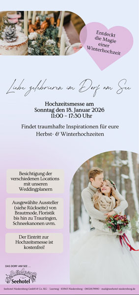 Seehotel Niedernberg Hochzeitsmesse 20260118
